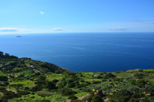 Zielone pejzaże nad klifami Dingli