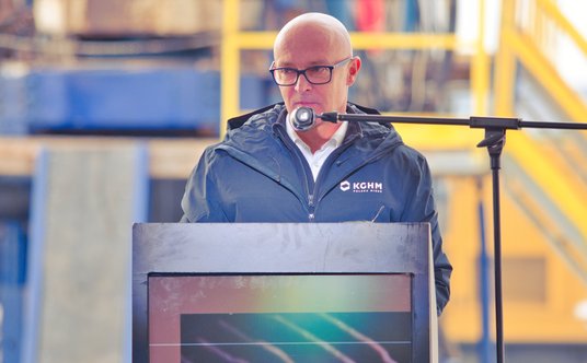 Prezes Zarządu KGHM Andrzej Szydło na budowie szybu Retków
