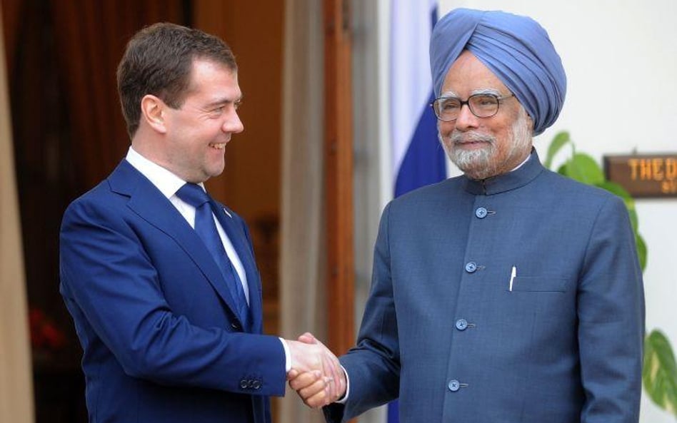 Prezydent Rosji Dmitrij Miedwiediew i premier Indii Manmohan Singh