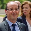 Na pierwszym planie prezydent Francji Francois Hollande, po prawej stronie w tle - jego była partner