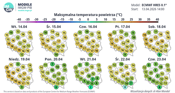 Do niedzieli 19 kwietnia należy spodziewać się dosyć wysokich temperatur