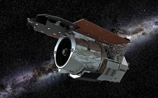 Statek kosmiczny WFIRST na tle gwiazd. Teleskop Roman (Nancy Grace Roman Space Telescope), pierwotni