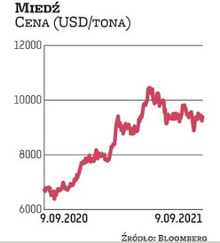 Miedź notowana na Londyńskiej Giełdzie Metali zdrożała przez ostatnie 12 miesięcy o 39 proc., a od p