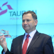 Prezes Tauronu, Dariusz Lubera, podczas debiutu spółki na GPW