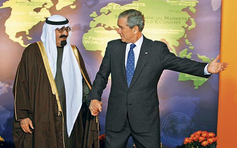 Prezydent George W. Bush z królem Arabii Saudyjskiej Abdullahem bin Abdulazizem al Saudem