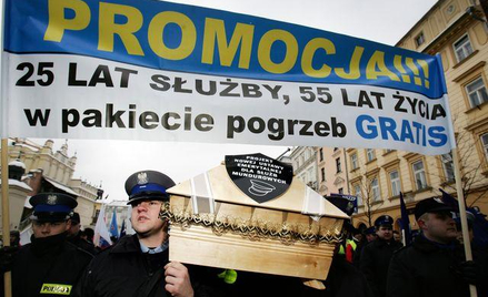 Luty 2009, protest służb mundurowych w Krakowie
