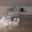 Żniwa soi na farmie w pobliżu Shelby w stanie Mississippi w USA