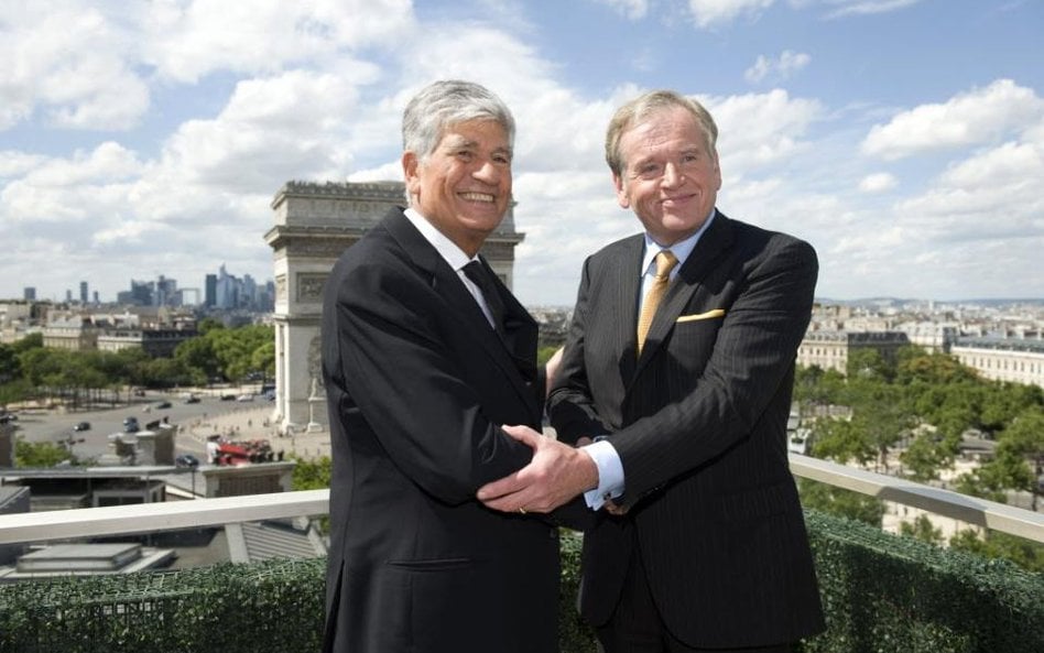 Maurice Levy, szef Publicis Groupe (z lewej) i John Wren, prezes Omnicom Group nie doprowadzili do f