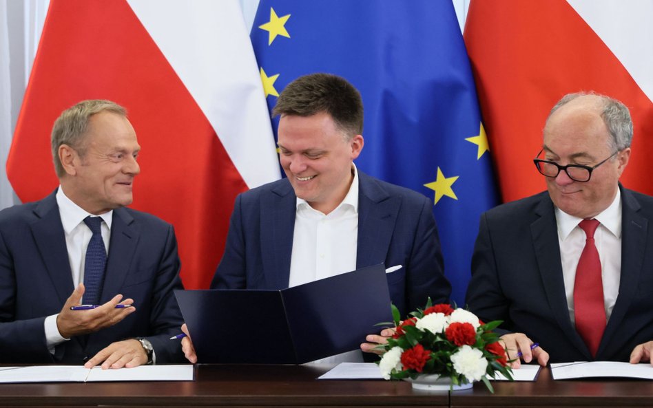 Donald Tusk, Szymon Hołownia, Włodzimierz Czarzasty