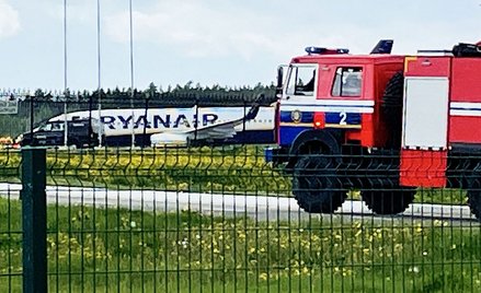 Samolot linii Ryanair na lotnisku w Mińsku