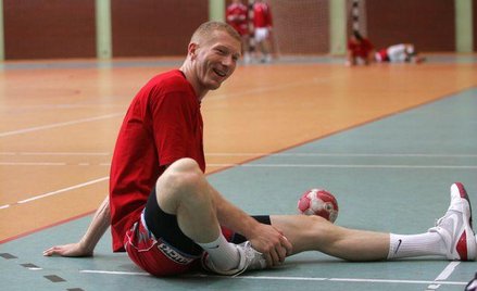 Karol Bielecki podczas treningu polskiej reprezentacji, styczeń 2010