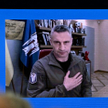 Mer Kijowa Witalij Kliczko podczas wystąpienia za pośrednictwem łącza wideo