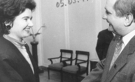 Z Lechem Wałęsą podczas nominacji na prezesa NBP w marcu 1992 r.