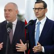 Wicepremier Jacek Sasin (L), premier Mateusz Morawiecki (Ś), minister klimatu i środowiska Anna Mosk