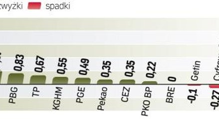 Od spadków do zwyżek. Indeks największych spółek podczas wczorajszej sesji ostatecznie odrobił poran