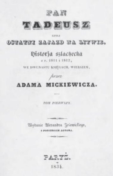 Rekordowo sprzedano pierwodruk „Pana Tadeusza”.