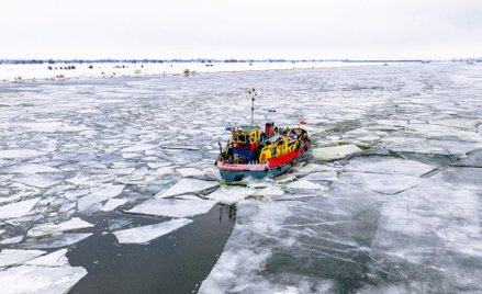 Akcja lodołamania na Wiśle prowadzona przez Wody Polskie, luty 2026 r.