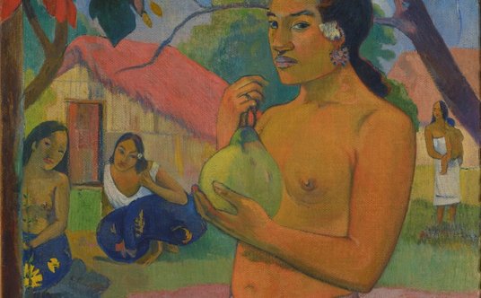 Obraz „Kobieta trzymająca owoc” Paula Gauguina z 1893 roku.