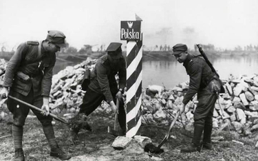 Pierwszy polski słup graniczny nad Odrą wkopany 27 lutego 1945 r. w Czelinie