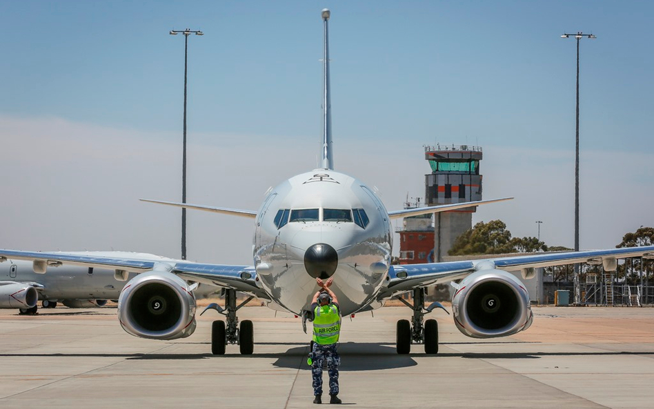 Ostatni z zamówionych dwunastu samolotów P-8A po lądowaniu w bazie Edinburgh w Australii. Fot./RAAF.