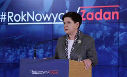 Premier Beata Szydło podczas konferencji prasowej pod hasłem "#Rok nowych zadań"