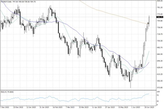 Notowania pszenicy w USA – dane dzienne