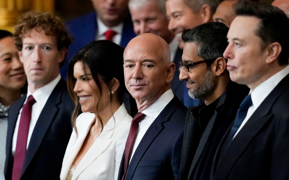 Jeff Bezos na Kapitolu podczas zaprzysiężenia Donalda Trumpa na drugą kadencję w roli prezydenta USA