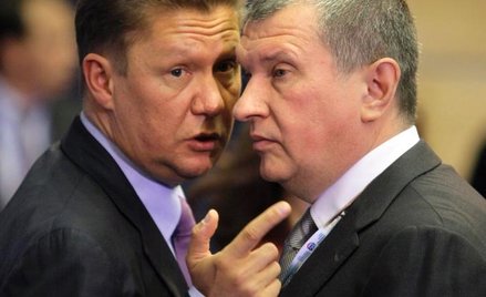 Prezes Gazpromu Aleksiej Miller (z lewej) i prezes Rosnieftu, były wicepremier Federacji Rosyjskiej,