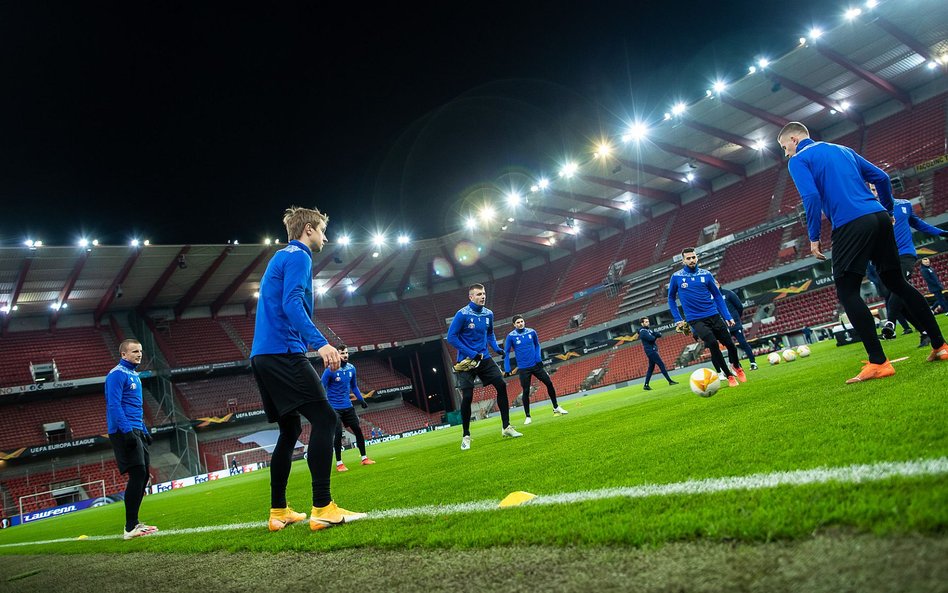 Trening Lecha Poznań przed meczem w Liege