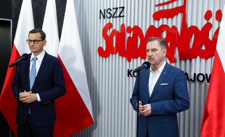 Mateusz Morawiecki i przewodniczący NSZZ "Solidarność" Piotr Duda