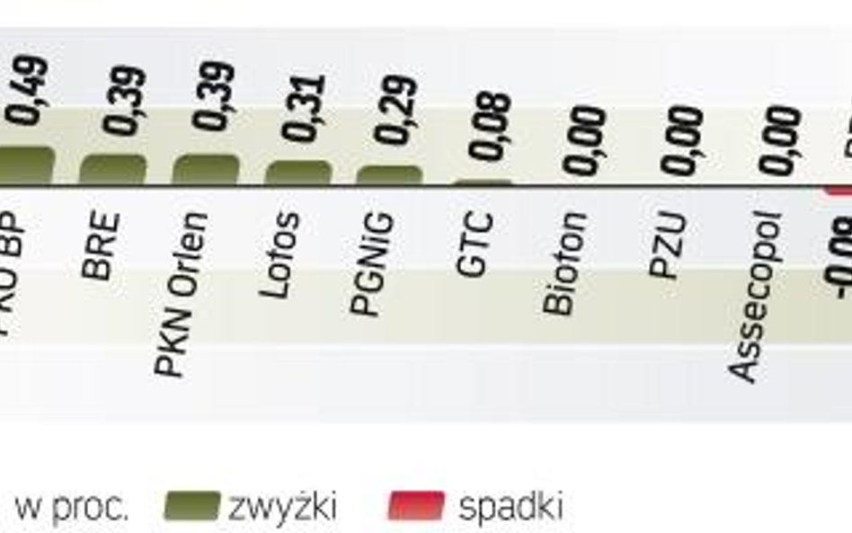 Indeks największych spółek zyskał wczoraj 0,28 proc. Jednak znaczenie tego wzrostu pomniejsza niewie