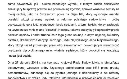 Oświadczenie sędziego Trybunału Konstytucyjnego Stanisława Piotrowicza