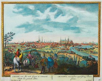 Jeźdźcy spoglądają z oddali na Kraków.