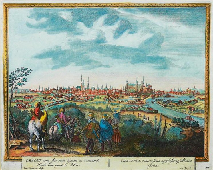 Jeźdźcy spoglądają z oddali na Kraków.