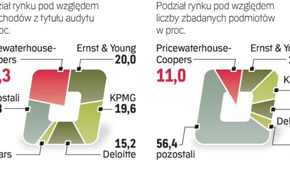 Pięć największych firm osiąga ponad 80 proc. łącznych przychodów z audytu podmiotów z naszego zestaw
