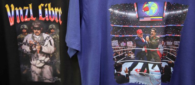 Wenezuelscy emigranci z entuzjazmem przyjęli obalenie Maduro (na zdjęciu popularne wśród nich koszul