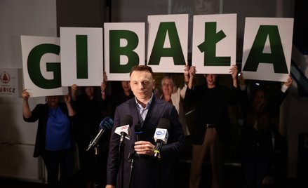 Wybory samorządowe 2024 - II tura. Łukasz Gibała podczas swojego wieczoru wyborczego w Krakowie.