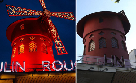 Łopaty słynnego wiatraka opadły i uszkodziły napis na budynku Moulin Rouge