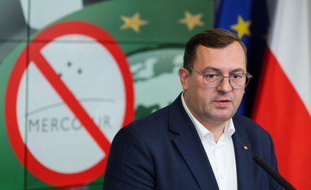 Minister rolnictwa i rozwoju wsi Stefan Krajewski podczas konferencji prasowej nt. „Mercosur do TSUE