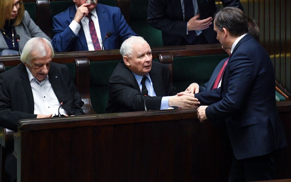 Jarosław Kaczyński i Zbigniew Ziobro w Sejmie