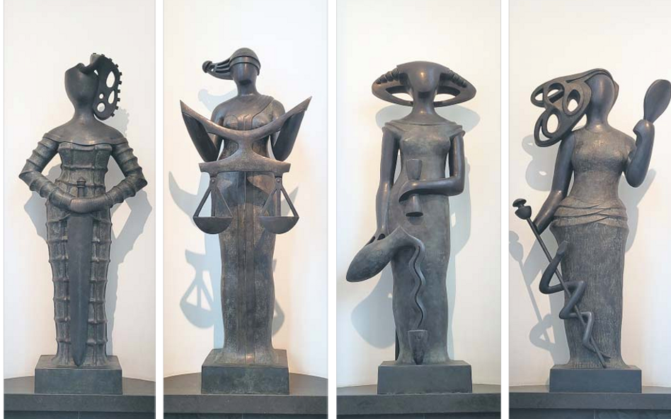 Cztery rzeźby zainstalowane w gmachu sądu w Luksemburgu – Sprawiedliwość, Odwaga, Umiarkowanie i Roz