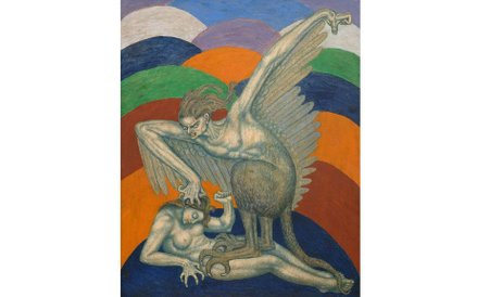 Bolesław Biegas, Wampir w postaci zmory, olej na tekturze, 55 x 43 cm, 1917