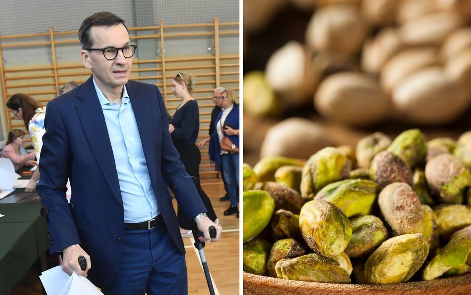 Mateusz Morawiecki w czasie głosowania. PiS na bazarku to najczęściej Pistacje