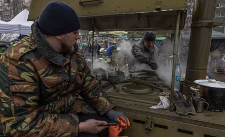 Obóz tymczasowy dla uchodźców w Kijowie