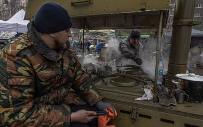 Obóz tymczasowy dla uchodźców w Kijowie