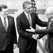 Jose Manuel Barroso, Barack Obama, Herman Van Rompuy podczas szczytu UE-USA w Brukseli, 26 marca 201