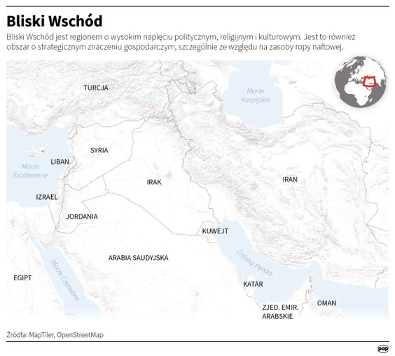 Bliski Wschód - mapa regionu