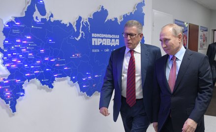 Władiomir Sungorkin i prezydent Rosji Władimir Putin w redakcji gazety "Komsomolskaja Prawda", fot. 