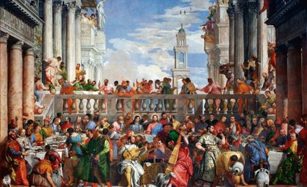 „Gody w Kanie Galilejskiej” Paolo Veronese: na tę ucztę 130 osób nie wpuszczono by rybaków