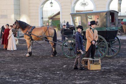 Plan filmowy Lalki na warszawskiej starówce